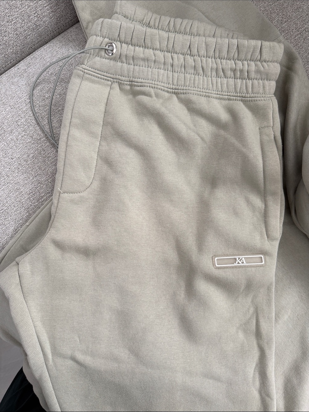Men's Sage Green Drawstring Joggers - Logo
